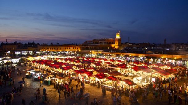 Marrakech souk at night